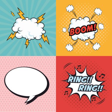 explosions pop art comic design clipart