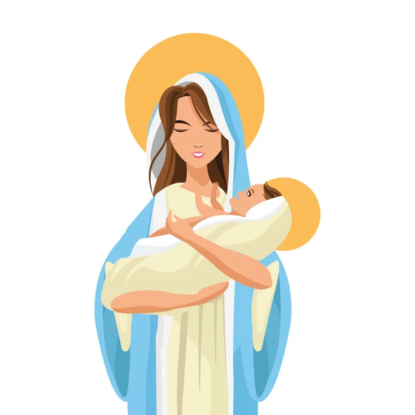 Szent mary gazdaság baba Jézus ikon — Stock Vector