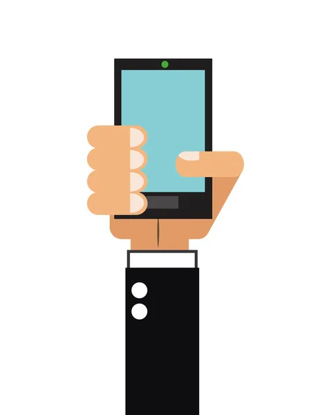 Main tenant icône de téléphone portable moderne — Image vectorielle