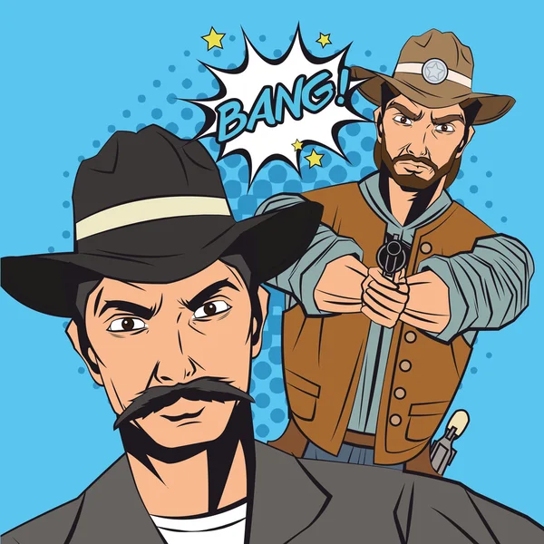 Hombre vaquero diseño de burbujas de dibujos animados — Vector de stock