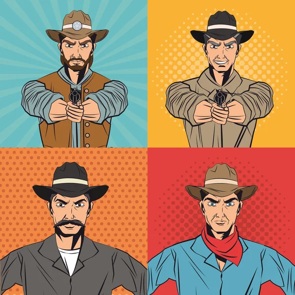 Cowboy uomo disegno del fumetto — Vettoriale Stock