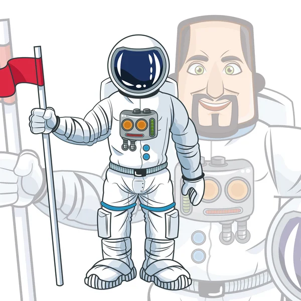 Astronauta disegno del fumetto spaziale — Vettoriale Stock