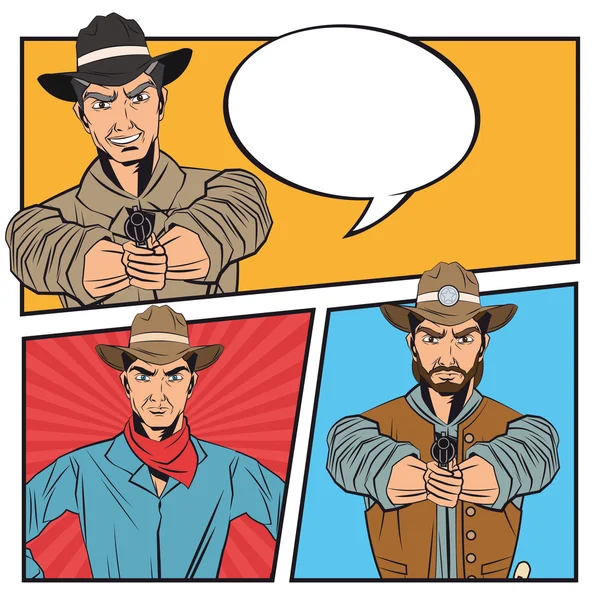 Cowboy komische zeepbel cartoon design — Stockvector