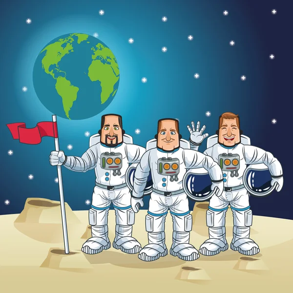 Astronauta disegno del fumetto spaziale — Vettoriale Stock