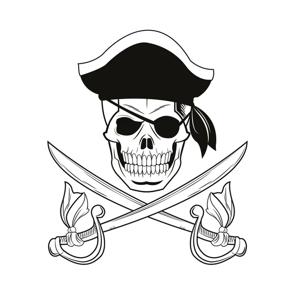 Dibujos animados pirata tatuaje diseño — Vector de stock