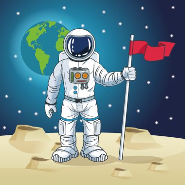 Astronot alan karikatür tasarım