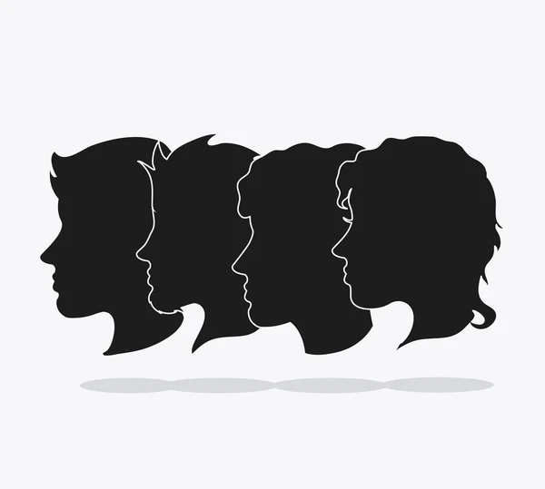 Az emberek fejét, silhouette design — Stock Vector