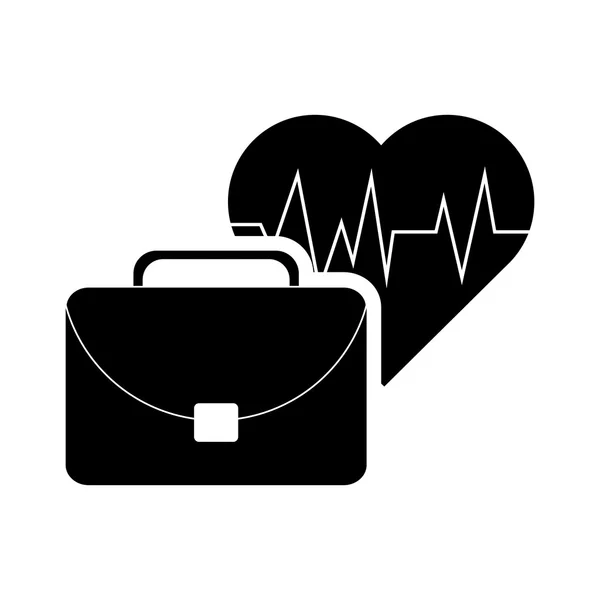 Cardiograma cardíaco e icono de la maleta — Archivo Imágenes Vectoriales