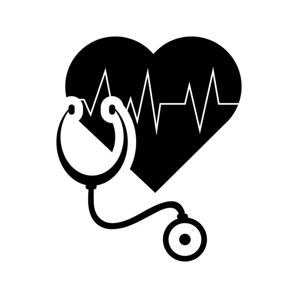 Cardiograma cardíaco e ícone do estetoscópio — Vetor de Stock