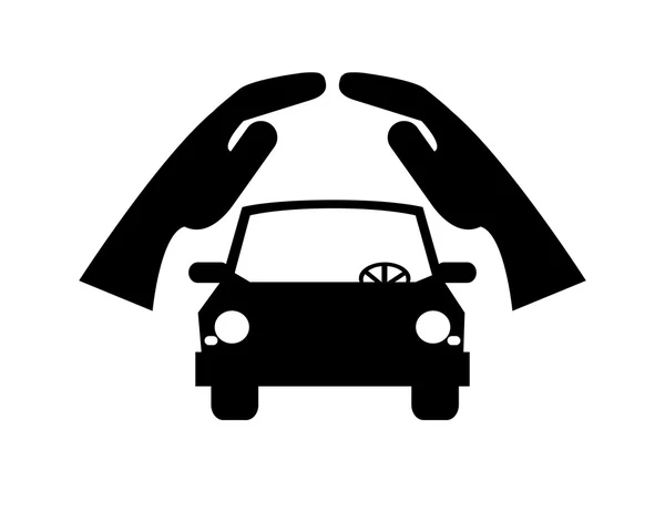 Καταφύγιο τα χέρια και το εικονίδιο αυτοκίνητο — Διανυσματικό Αρχείο