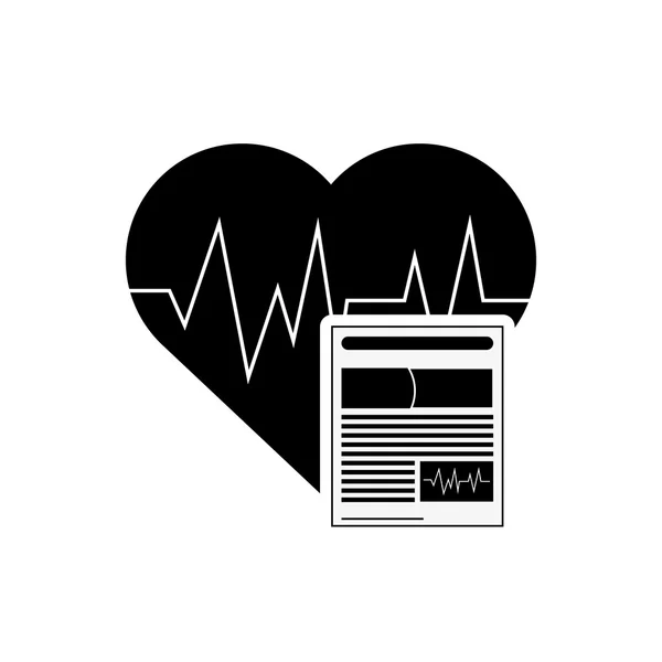 Puls serca i ikona historii medycznej — Wektor stockowy