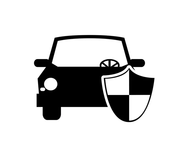 Car and shield icon — Stock Vector