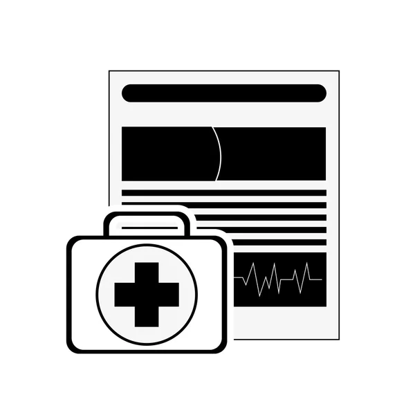 Kit de primeiros socorros e ícone de história médica — Vetor de Stock