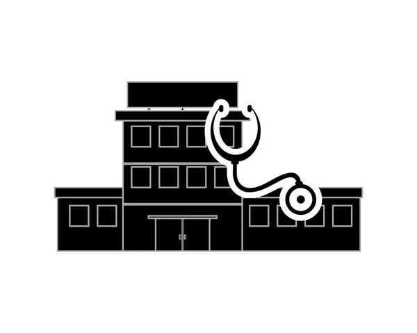Icona dell'ospedale e dello stetoscopio — Vettoriale Stock