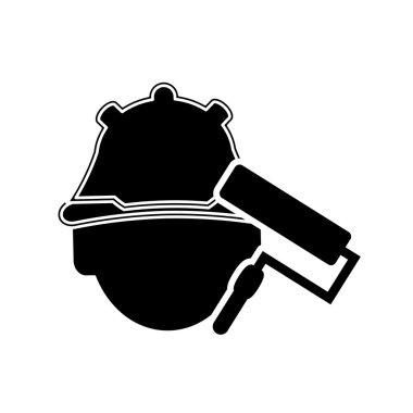 İnşaat işçisi ve boya silindiri simgesi