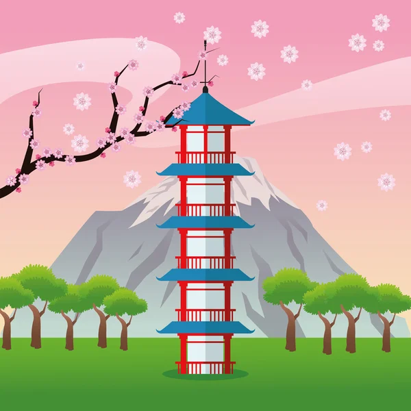 Toren japan cultuur ontwerp — Stockvector
