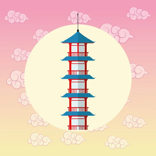 Tower Japonsko kultura designu — Stockový vektor