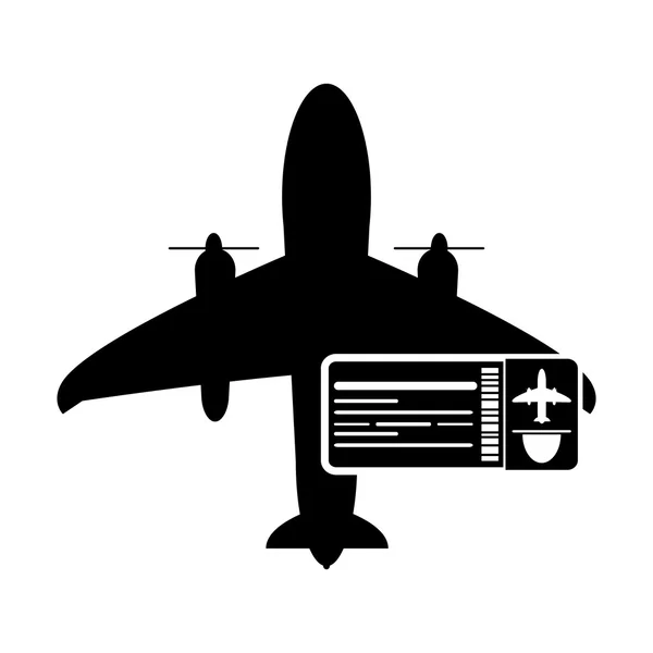 Ícone de avião e cartão de embarque — Vetor de Stock