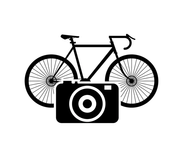Bicicleta ou bicicleta e ícone da câmera —  Vetores de Stock