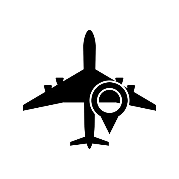 Flugzeug und GPS Kartenzeiger-Symbol — Stockvektor