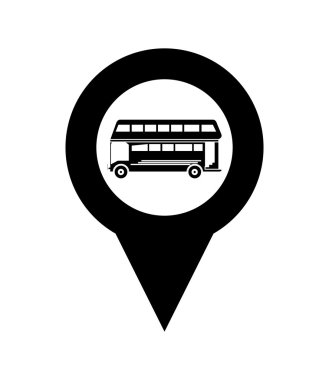 GPS harita işaretçi ve otobüs simgesi