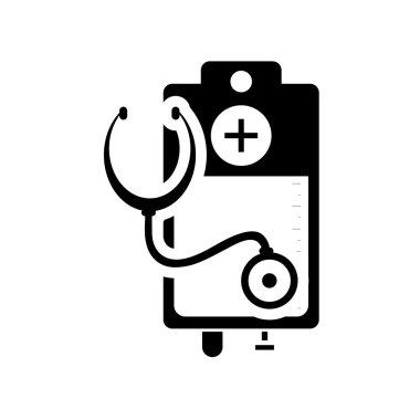 IV damla çanta ve stetoskop simgesi