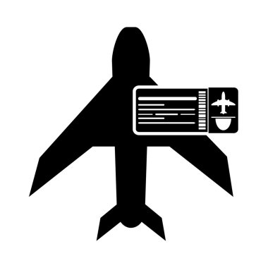 uçak ve boarding pass simgesi