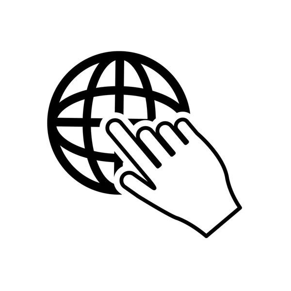 Dünya küre Diyagram ve el işaretçisi simgesine — Stok Vektör