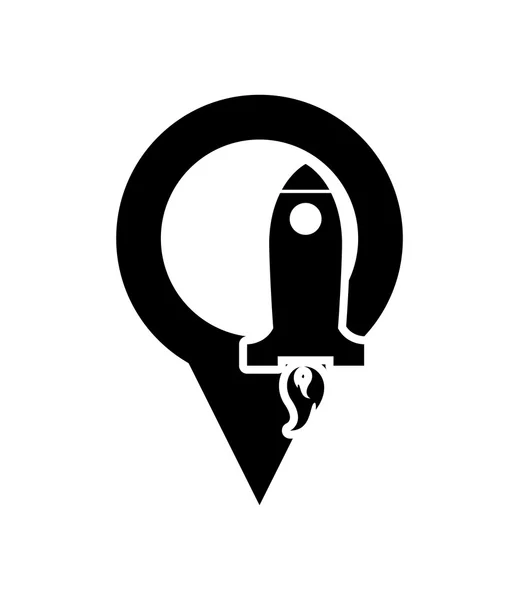 Roket ve gps harita işaretçi simgesi — Stok Vektör