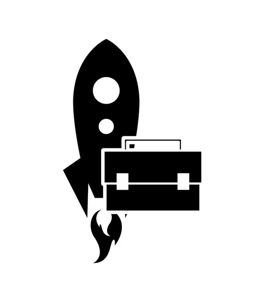 Cohete y maletín icono — Vector de stock