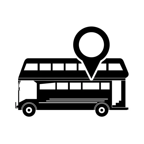 Puntero de mapa gps e icono de bus — Vector de stock