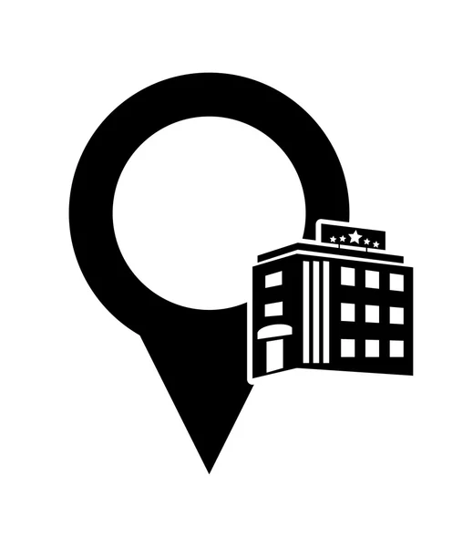 GPS mapy wskaźnik i hotel ikona — Wektor stockowy