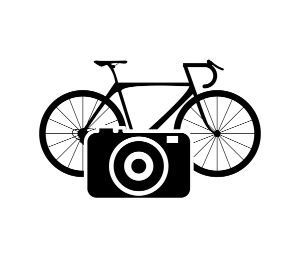 Fiets- of fiets- en camera-pictogram — Stockvector