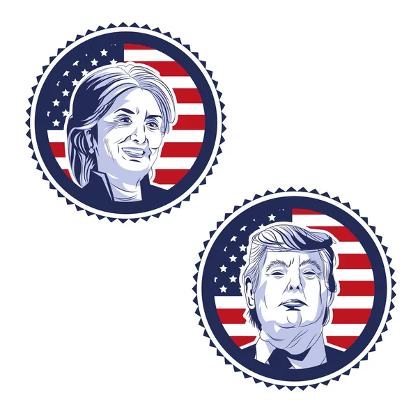 Trump ve clinton başkanlık seçimleri — Stok Vektör