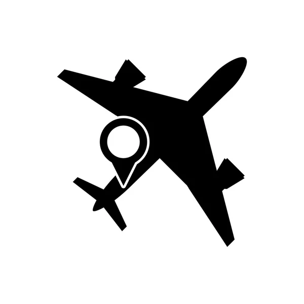 Flugzeug und GPS Kartenzeiger-Symbol — Stockvektor