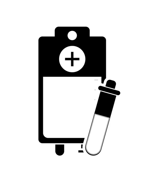 Iv bolsa de goteo e icono del tubo de ensayo — Vector de stock