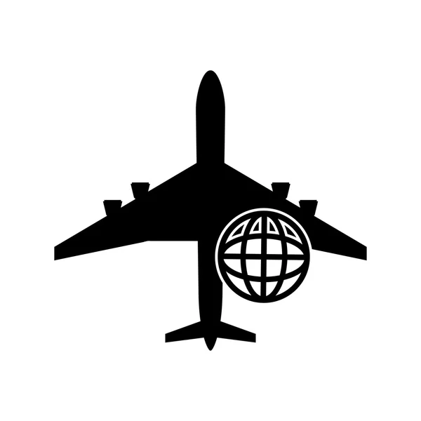 Diagrama del globo terráqueo e icono del avión — Vector de stock