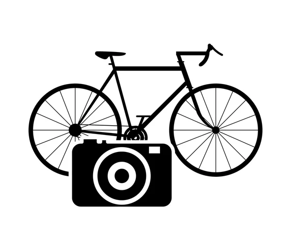 Vélo ou vélo et icône de la caméra — Image vectorielle