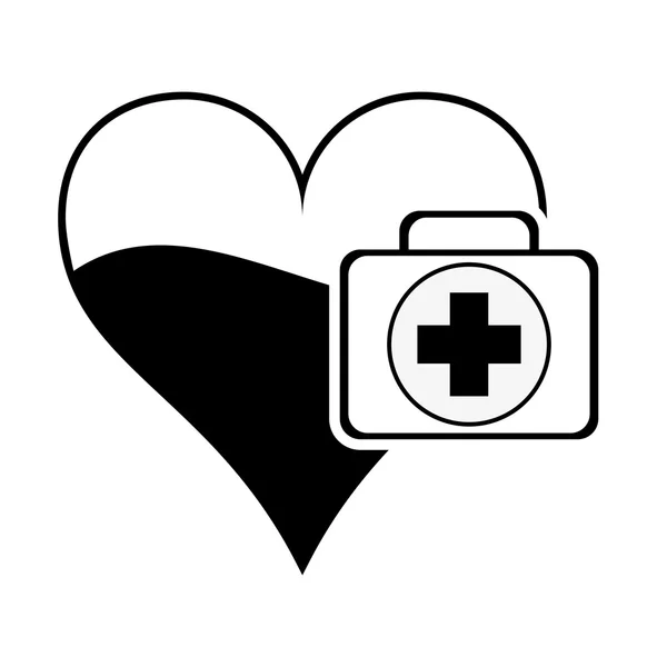 Bande dessinée cardiaque et icône de trousse de premiers soins — Image vectorielle