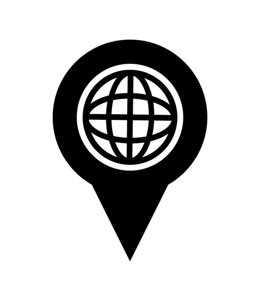 Diagrama de globo terráqueo e icono de puntero de mapa gps — Archivo Imágenes Vectoriales