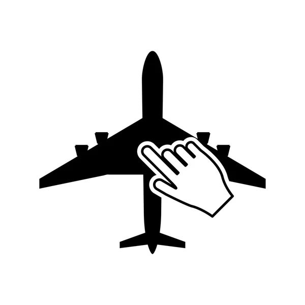Uçak ve el işaretçisi simgesine — Stok Vektör