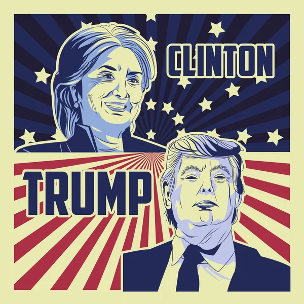 Trump e Clinton eleição presidencial —  Vetores de Stock