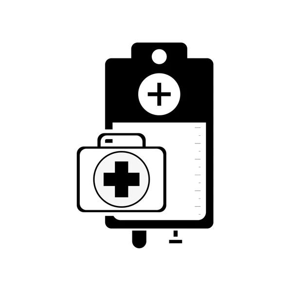 Iv bolsa de goteo y kit de primeros auxilios icono — Vector de stock