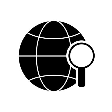 Dünya küre Diyagram ve Büyüteç simgesi