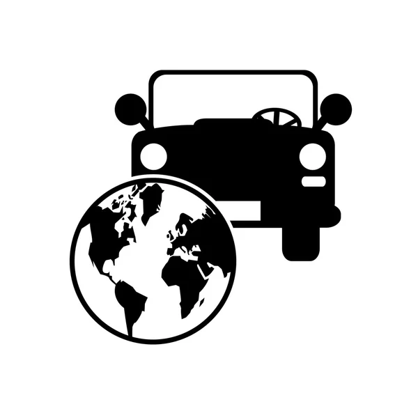 Bil- och jordens klot ikonen — Stock vektor