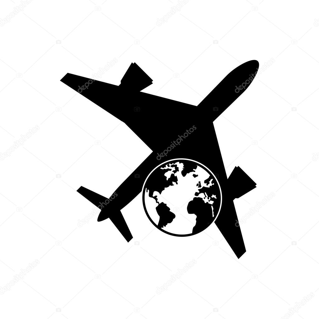 airplane and earth globe icon