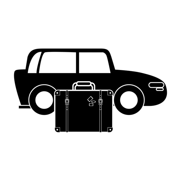 Εικονίδιο αυτοκινήτου και βαλίτσα — Διανυσματικό Αρχείο