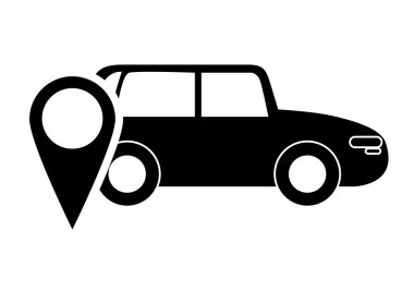 Araba ve gps harita işaretçi simgesi