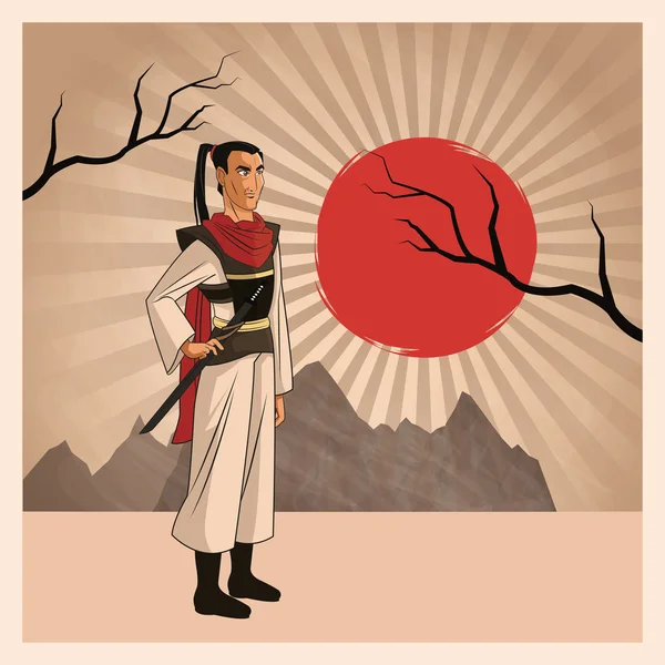 Samouraï homme dessin animé design — Image vectorielle