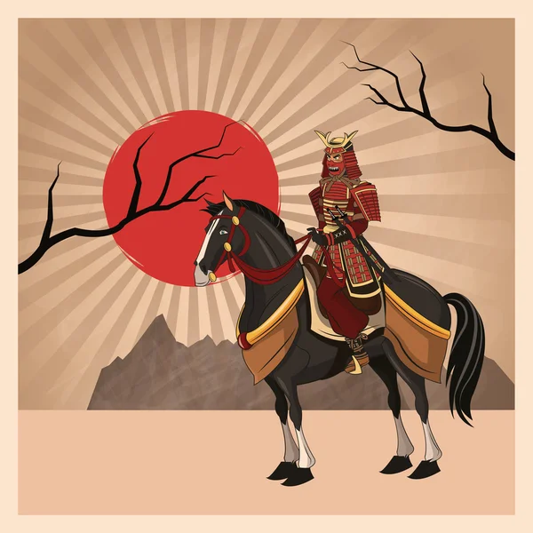 Samurai-Mann-Cartoon-design — Stockvektor